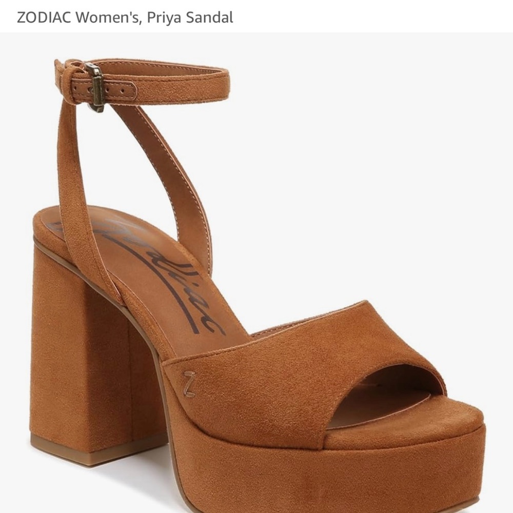 Zodiac Women's Caramel Brown Block Heel Sandals